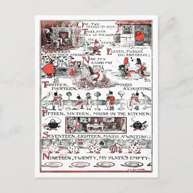 Postal Uno, dos, hela mi zapato (Anverso)