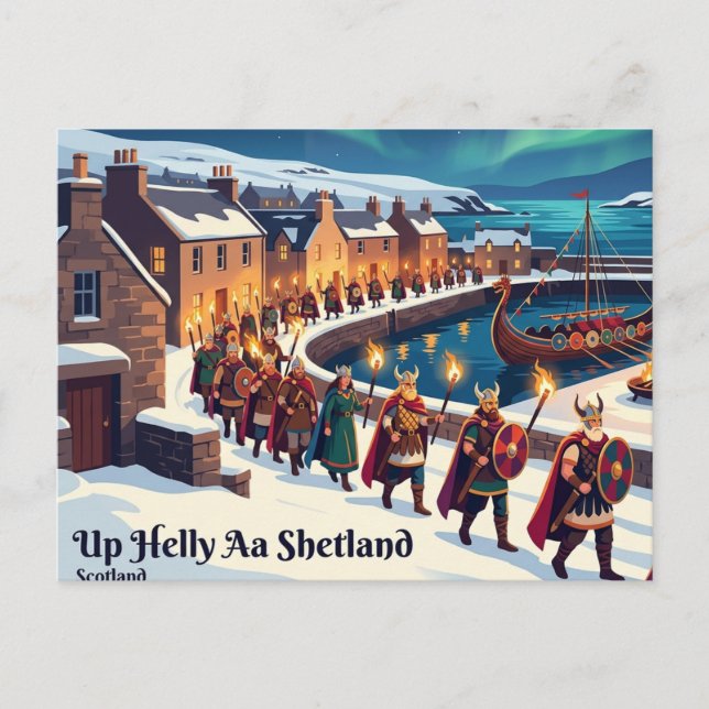 Postal Up Helly Aa Shetland Escocia (Anverso)