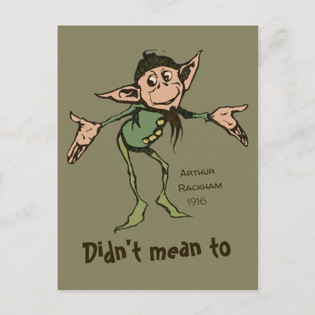 Postal ¡Ups! Arthur Rackham Friendly gnome Grimm CC0996 (Anverso)
