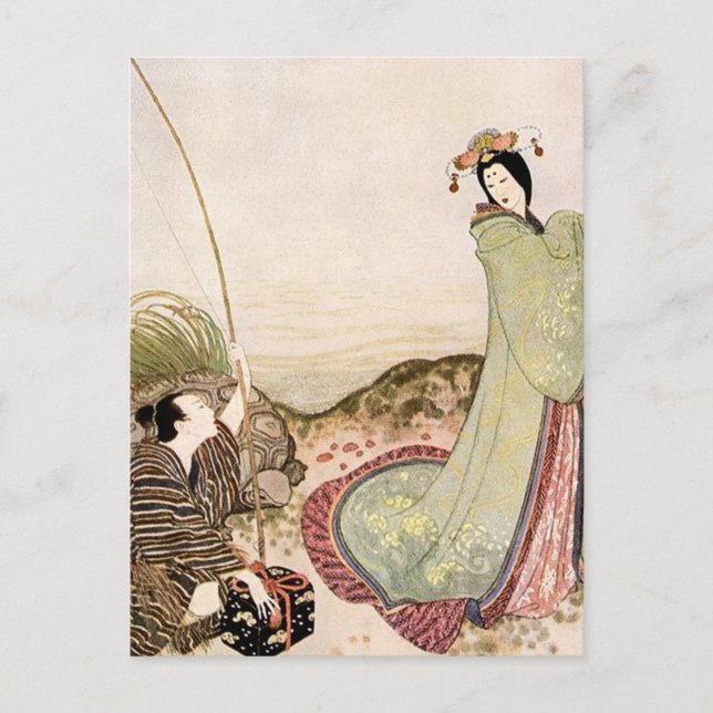 Postal "Urashima Taro" por Edmund Dulac (Anverso)
