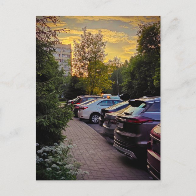 Postal urbana de quietud dorada – Personalizable (Anverso)