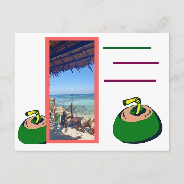 Postal Urlaub Meer und Kokosnuss Trink (Anverso)