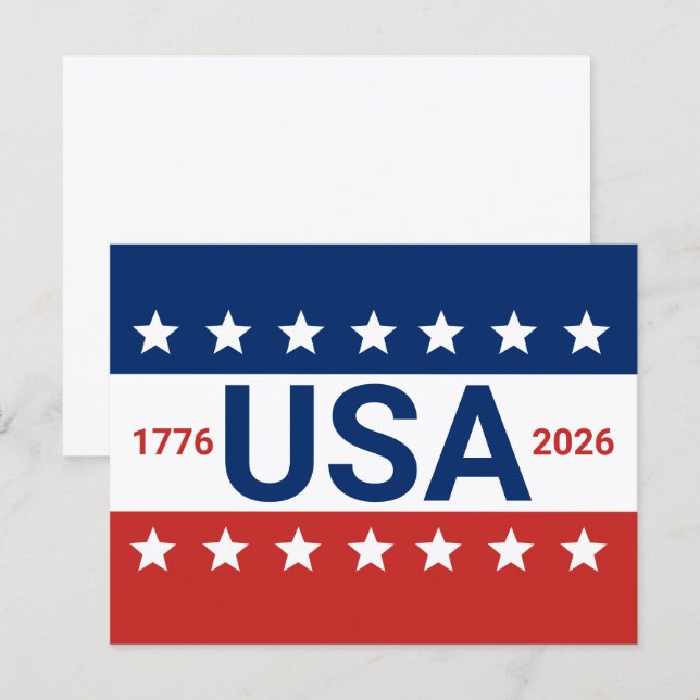 Postal USA 1776 2026 250º Aniversario Rojo Blanco Azul (Anverso / Reverso)