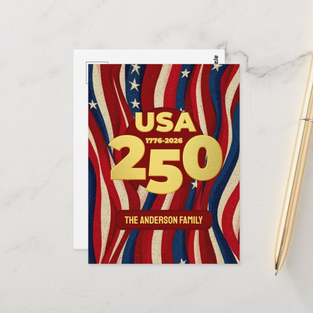 Postal USA 250 años personalizado patriótico  (Anverso/Reverso In Situ)