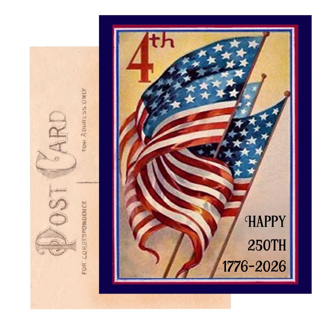 Postal USA 250th Fourth of July Patriotic Flag (Subido por el creador)