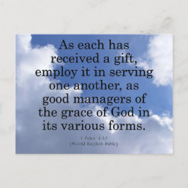 Postal Usando regalos de Dios 1 Peter 4:10