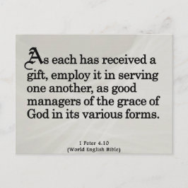 Postal Usando regalos de Dios 1 Peter 4:10