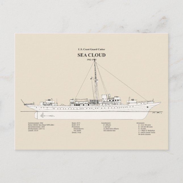Postal USCG Cutter Sea Cloud wpg-284 - SBD (Anverso)
