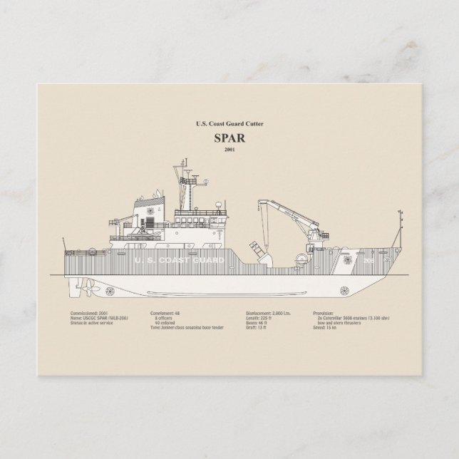 Postal USCG Cutter Spar wlb-206 - SBD (Anverso)