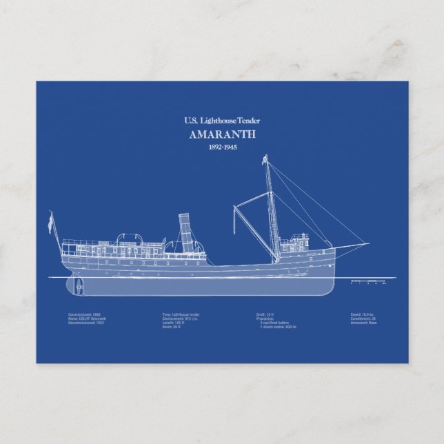Postal USCG Lighthouse Tender Amaranth - ABD (Anverso)
