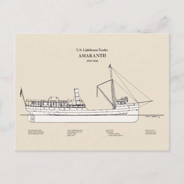 Postal USCG Lighthouse Tender Amaranth - SBD (Anverso)
