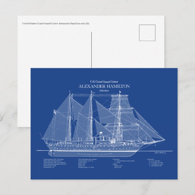 Postal USCGC Alexander Hamilton wix-272 - ABD (Anverso / Reverso)