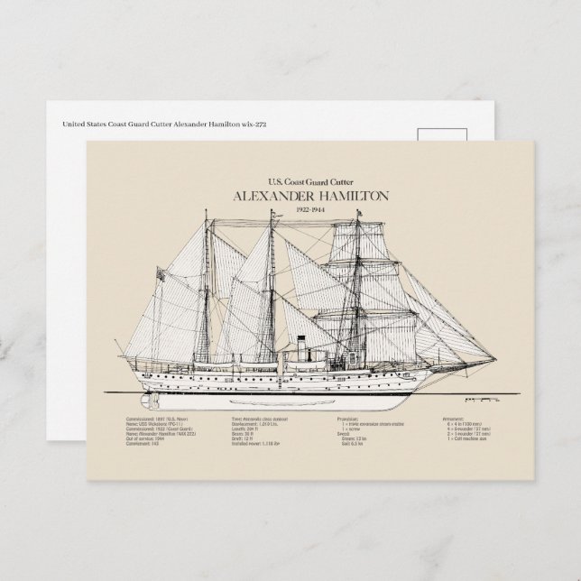 Postal USCGC Alexander Hamilton wix-272 - SBD (Anverso / Reverso)