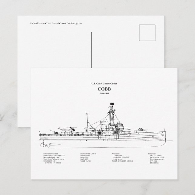 Postal USCGC Cobb wpg-181 - BD (Anverso / Reverso)