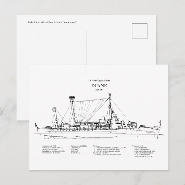 Postal USCGC Duane wpg-33 - BD (Anverso / Reverso)