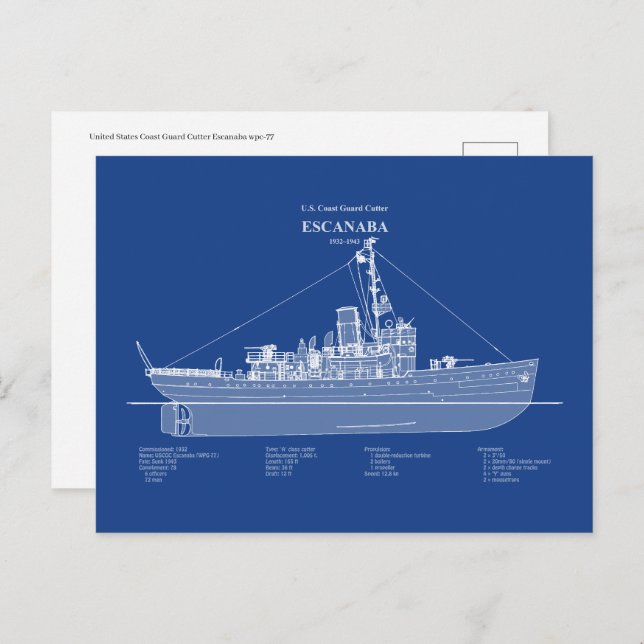 Postal USCGC Escanaba wpc-77 - ABD (Anverso / Reverso)