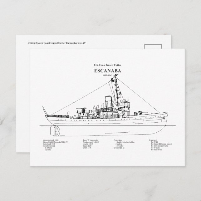 Postal USCGC Escanaba wpc-77 - BD (Anverso / Reverso)
