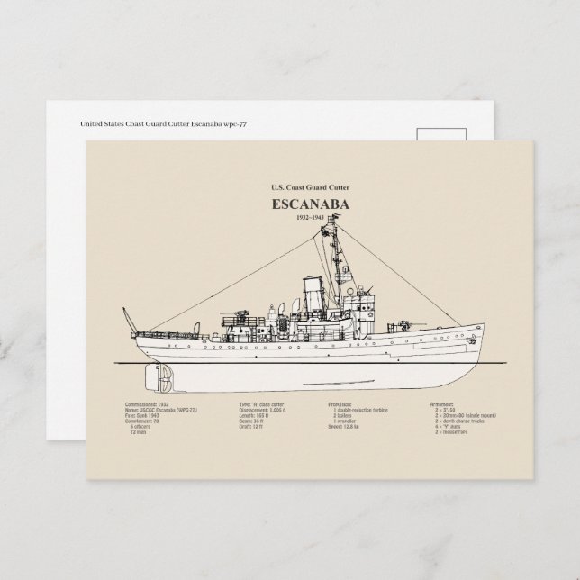 Postal USCGC Escanaba wpc-77 - SBD (Anverso / Reverso)