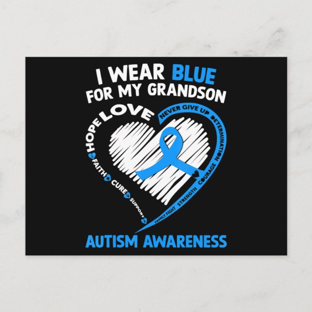 Postal Usé azul para mi nieto autismo cinta de sensibiliz (Anverso)