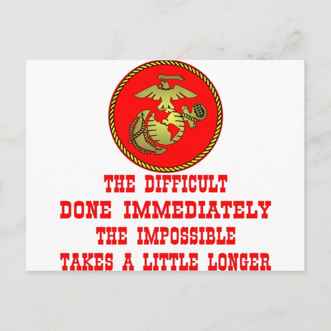 Postal USMC El Difícil Hecho Inmediatamente Lo Imposible (Anverso)