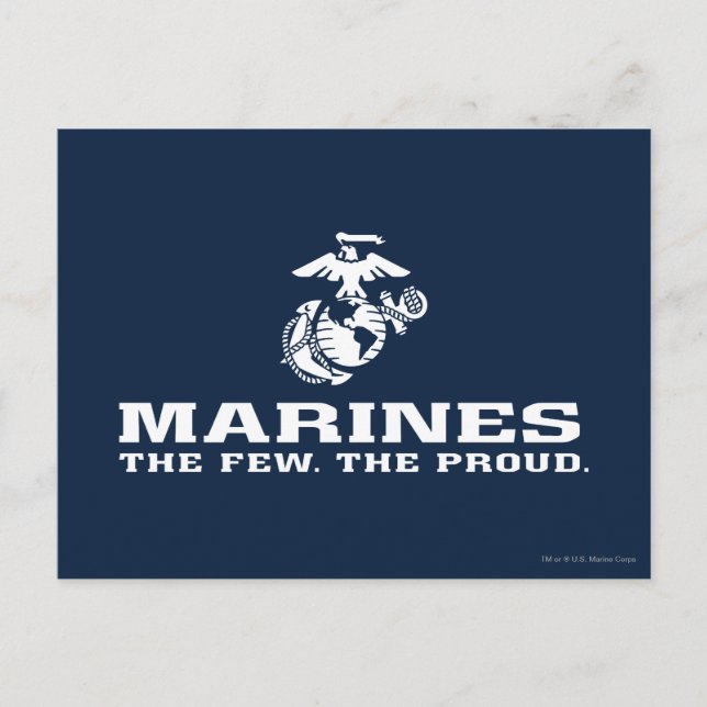 Postal USMC Los Pocos El Orgulloso Logo Apilado - Blanco (Anverso)