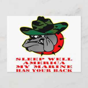 Postal USMC Sleep Well America Mi Marine Tiene la espalda