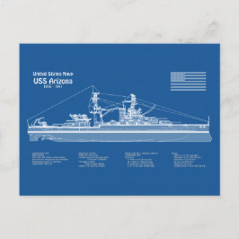 Postal USS Arizona - Planes de trazado de buques ABD