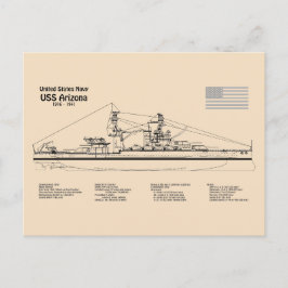 Postal USS Arizona - Planes de trazado de buques SD