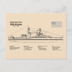 Postal USS Arizona - Planes de trazado de buques SD