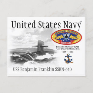 Postal USS BENJAMIN FRANKLIN SSBN-640 SUB. - Postcard