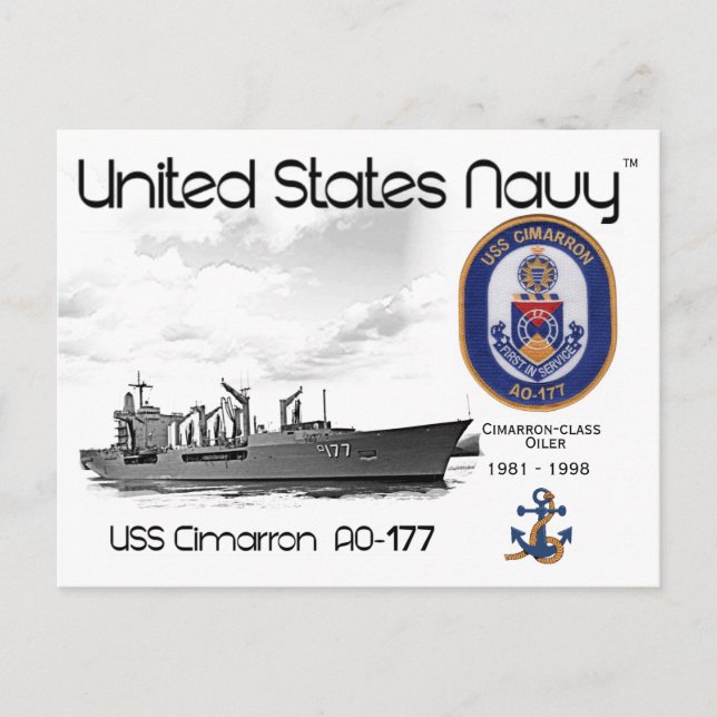 POSTAL USS CIMARRON AO-177 OILER - POSTCARD (Anverso)
