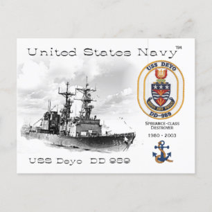 POSTAL USS DEYO DD-989 DESTRUYER -     POSTCARD
