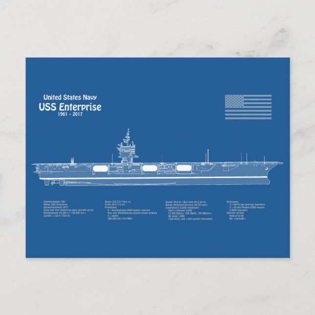 Postal USS Enterprise - Planes para el diseño general de  (Anverso)
