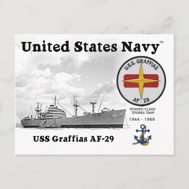 POSTAL USS GRAFFIAS AF-29 STORES SHIP - POSTCARD (Anverso)