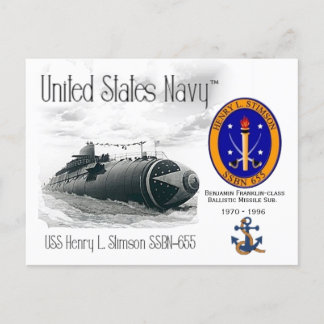 POSTAL USS HENRY L. STIMSON SSBN-655 - POSTCARD