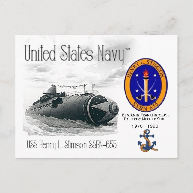POSTAL USS HENRY L. STIMSON SSBN-655 - POSTCARD (Anverso)