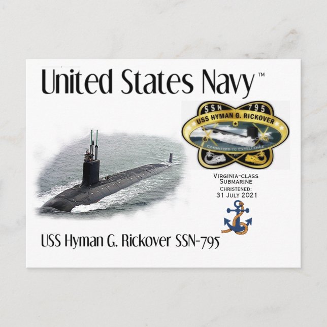Postal USS HYMAN G. RICKOVER SSN-795 SUBMARINO a POSTCARD (Anverso)