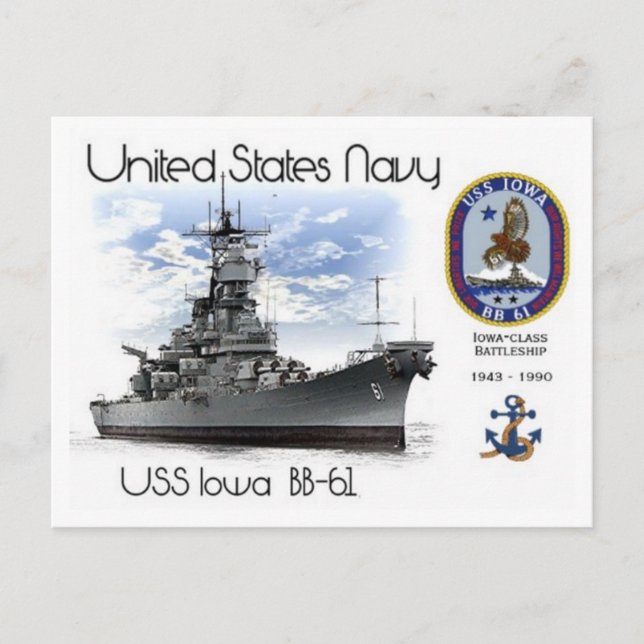 Postal USS IOWA BB-61 BATTLESHIP - Postcard (Anverso)