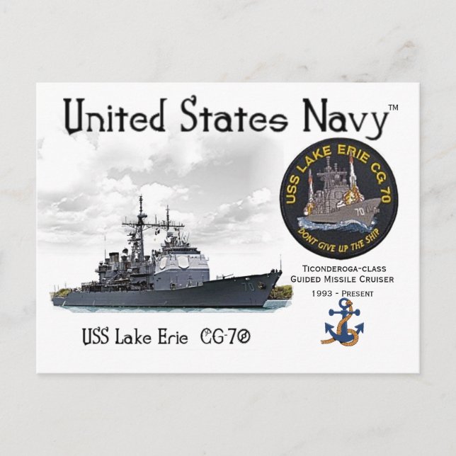 POSTAL USS LAKE ERIE CG-70 CRUISER - POSTCARD (Anverso)