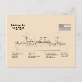 Postal USS Maine - Planes de trazado de buques SD