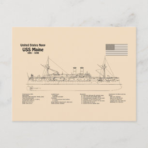 Postal USS Maine - Planes de trazado de buques SD