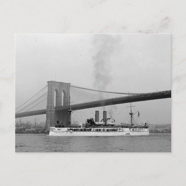 Postal USS Maine y el puente de Brooklyn (Anverso)