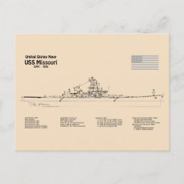 Postal USS Missouri - Planes de trazado de buques SD