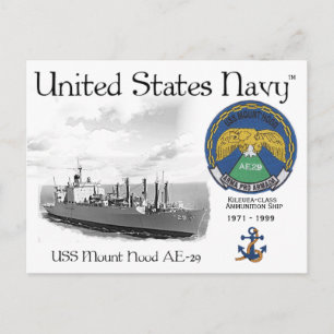 POSTAL USS MOUNT HOOD AE-29 - POSTCARD