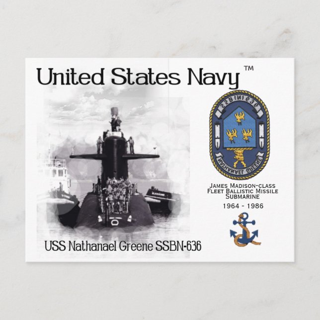 POSTAL USS NATHANEAL GREENE SSBN-636 SUB. - POSTCARD (Anverso)