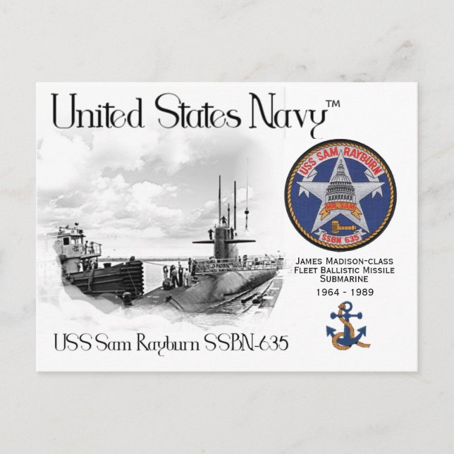 POSTAL USS SAM RAYBURN SSBN-635 SUBMARINO - POSTCARD (Anverso)