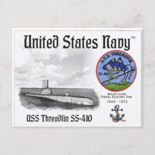 Postal USS THREADFIN SS-410 SUB - -Postcard