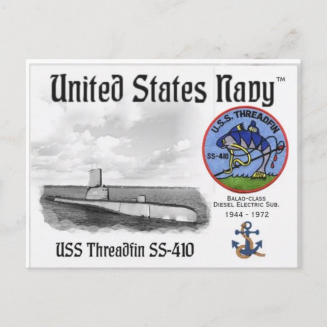 Postal USS THREADFIN SS-410 SUB - -Postcard (Anverso)