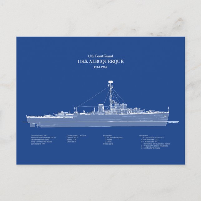Postal USS USS Albuquerque PF-7 - ABD (Anverso)