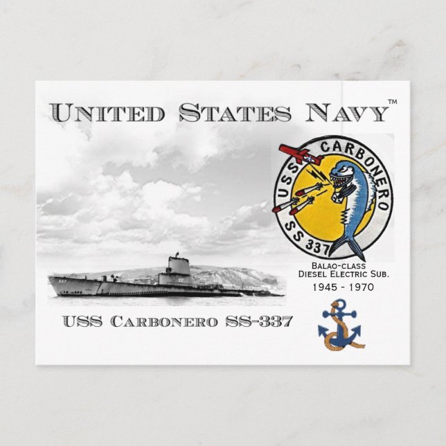 POSTAL USS USS CARBONERO SS-337 SUBMARINO - POSTCARD (Anverso)